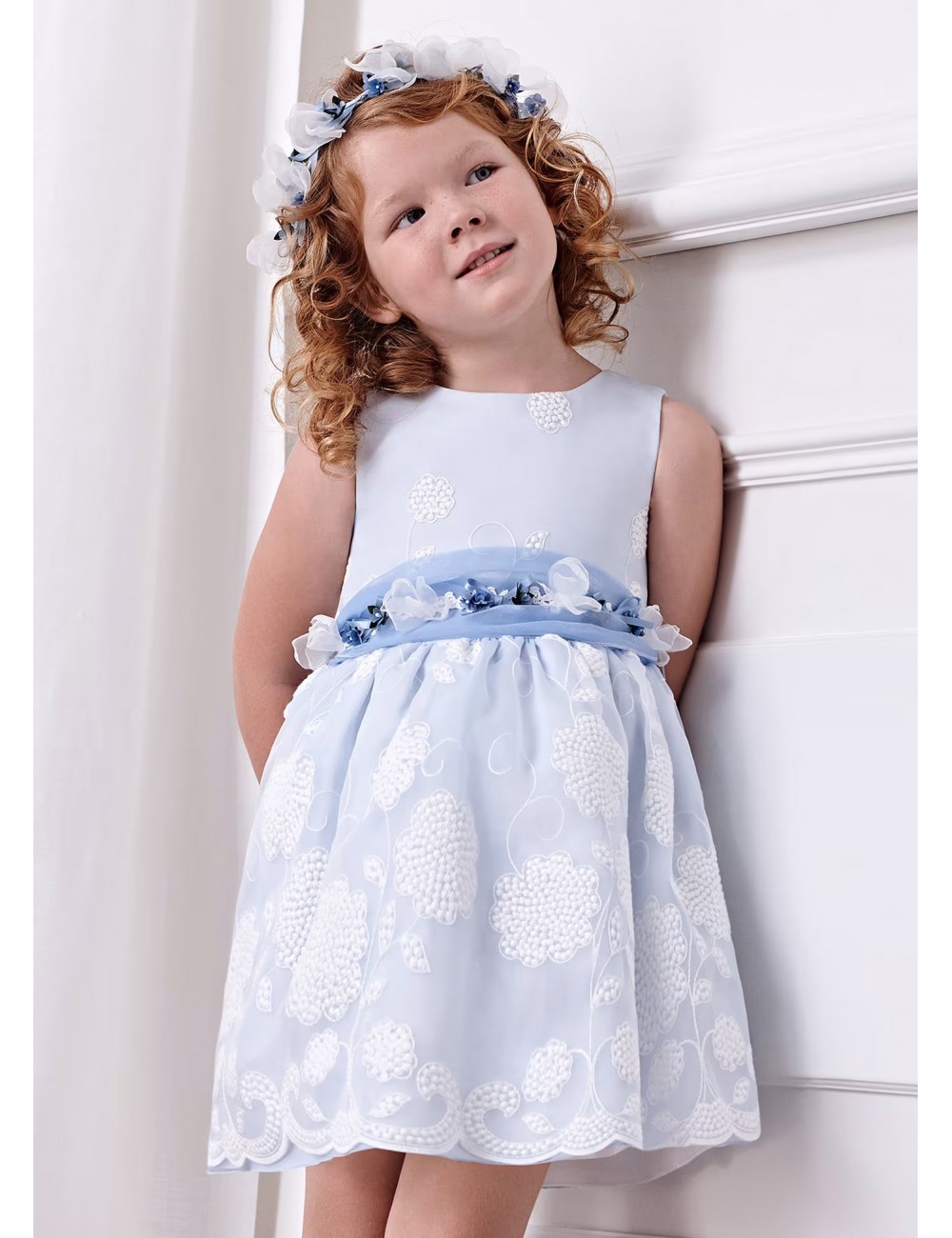 031 VESTITO ABEL E LULA CERIMONIA ABITO ORGANZA RICAMATO BAMBINA GIRL KID 05031