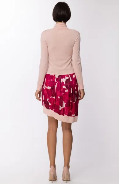 Abito con maglia a lupetto e gonna a fantasia Fucsia