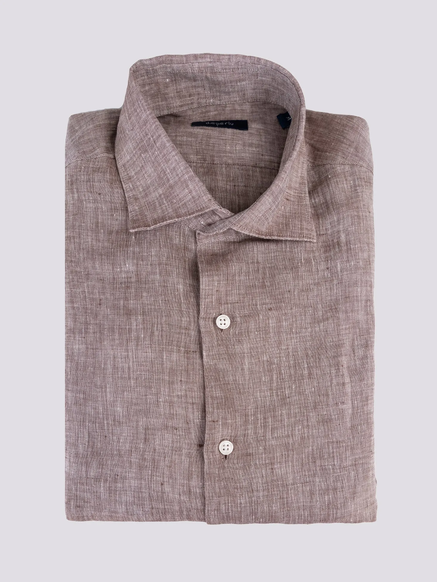 Camicia in lino marrone