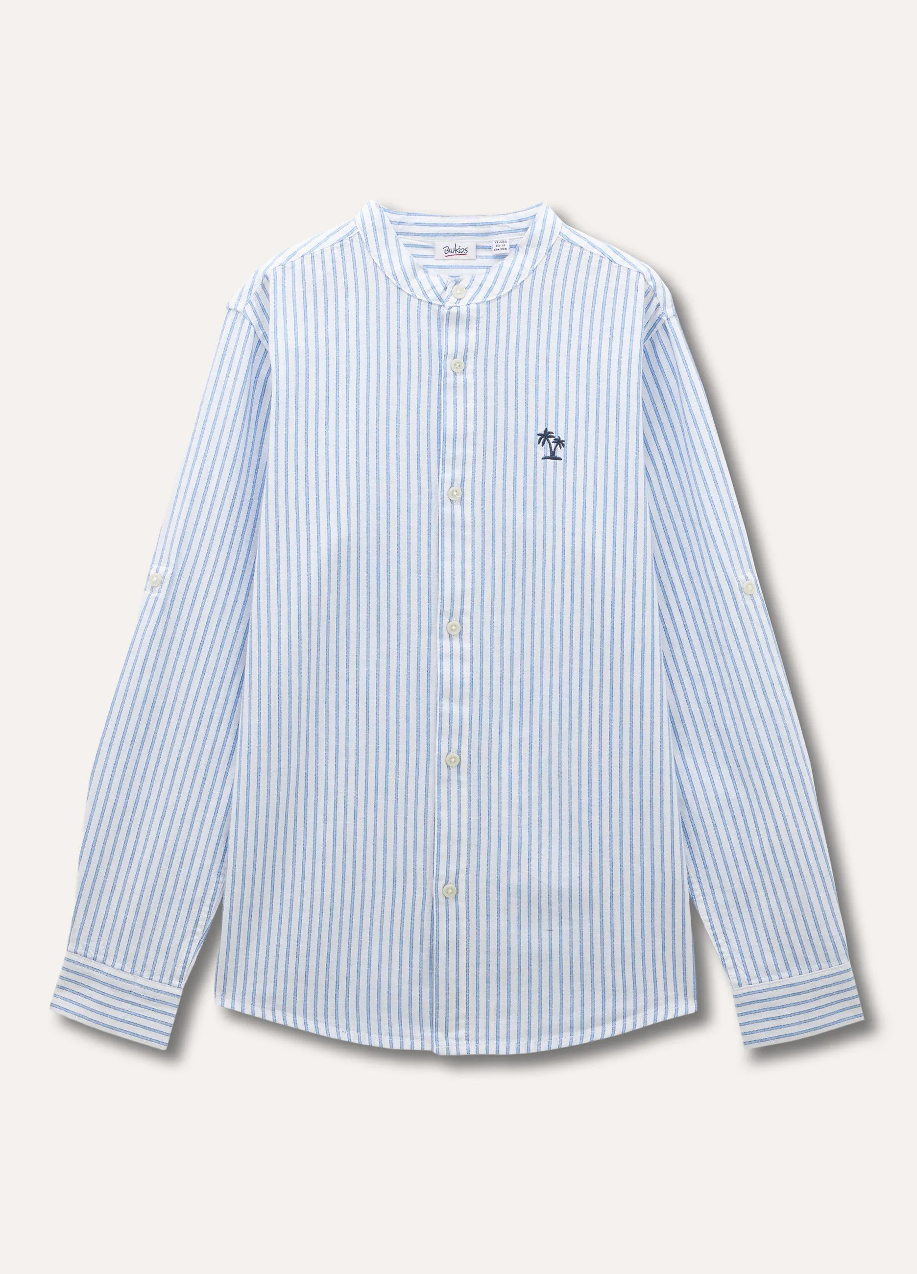 Camicia rigata in misto lino ragazzo