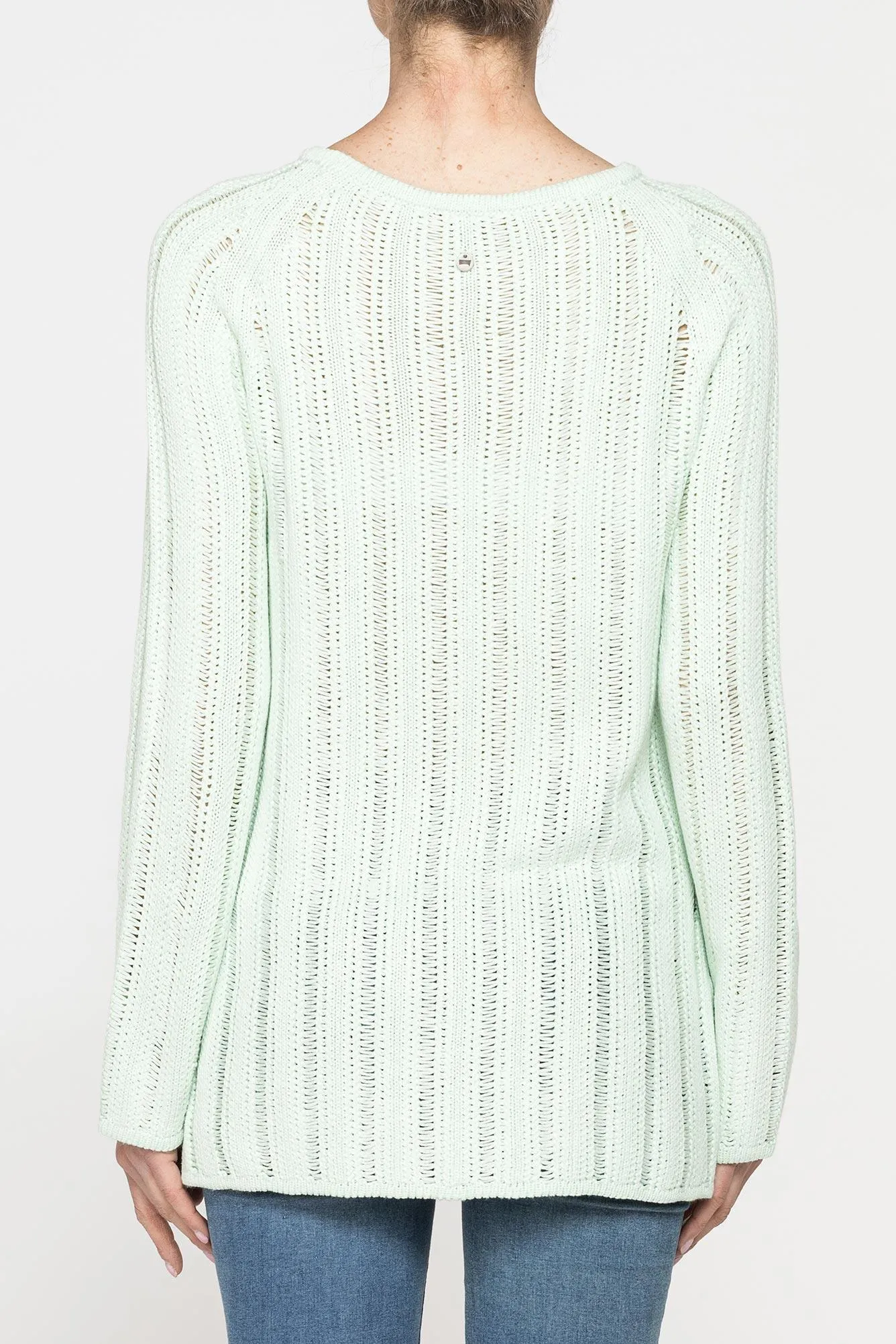 Carrera  ---------    ------------Maglia openwork con scollo a barchetta e manica raglan - verde reseda