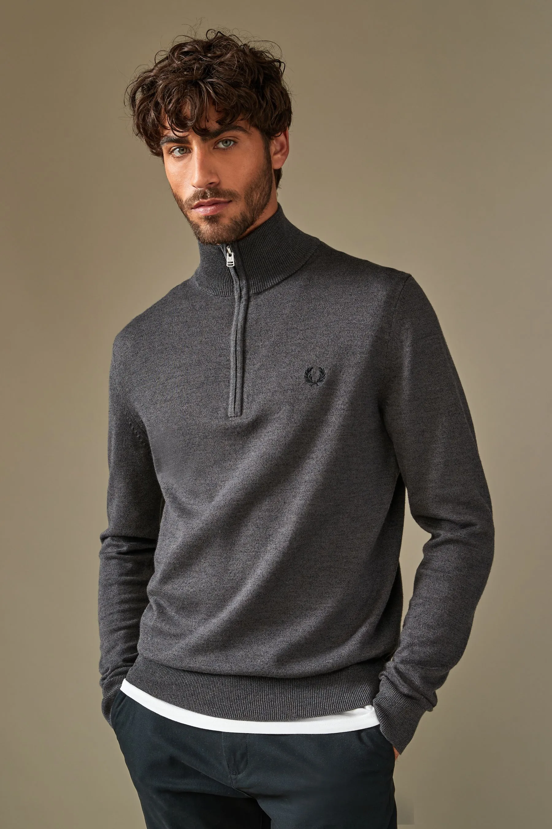 Fred Perry Classic Half Zip Knitted Jumper    