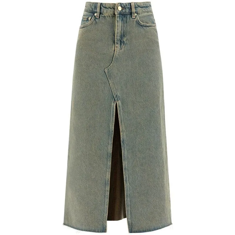 Gonna lunga in denim overdyed