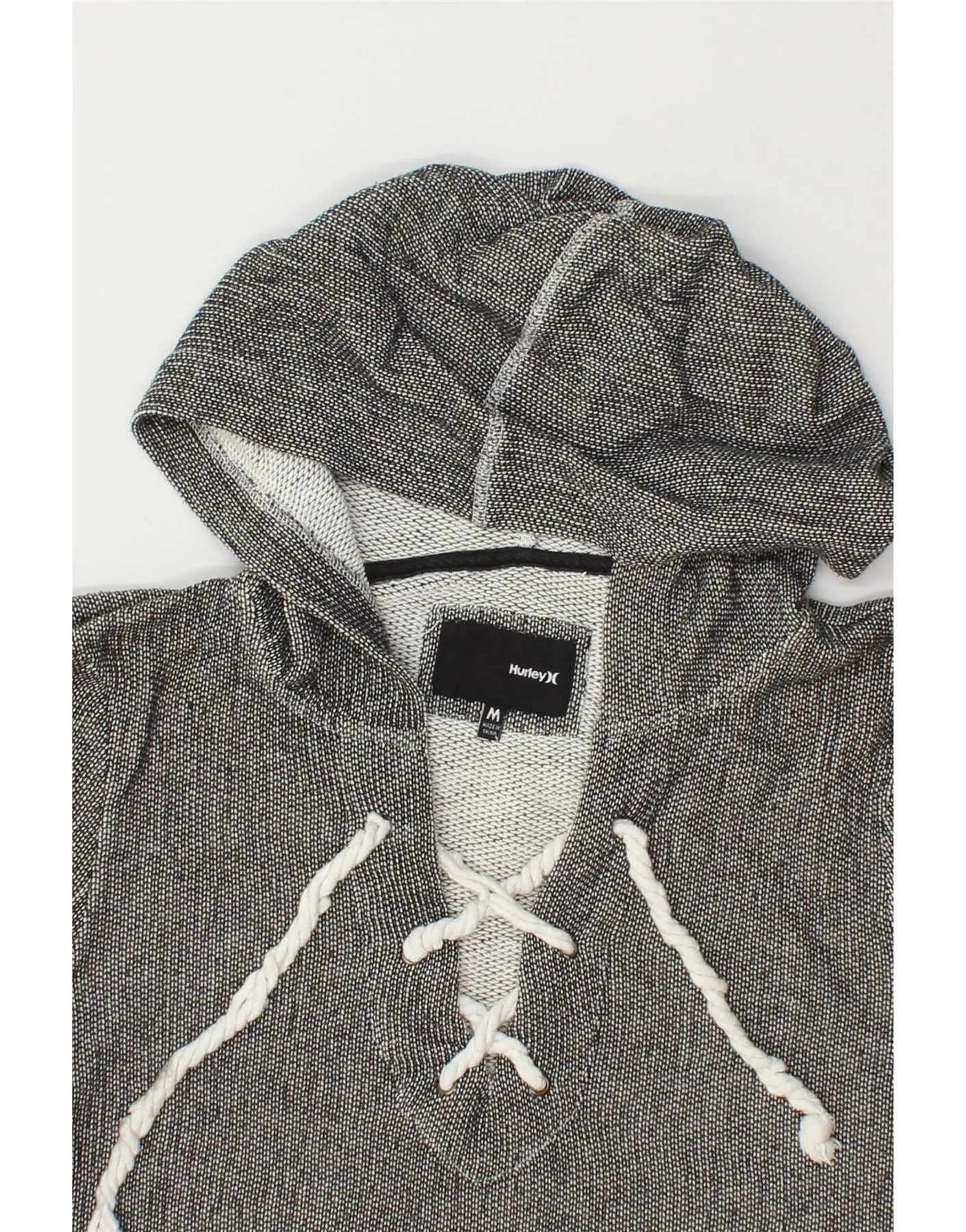 HURLEY Womens Hoodie Jumper UK 14 Medium Grey Polyester