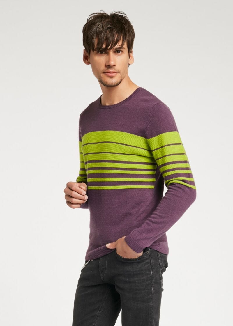 Maglione in misto lana a righe