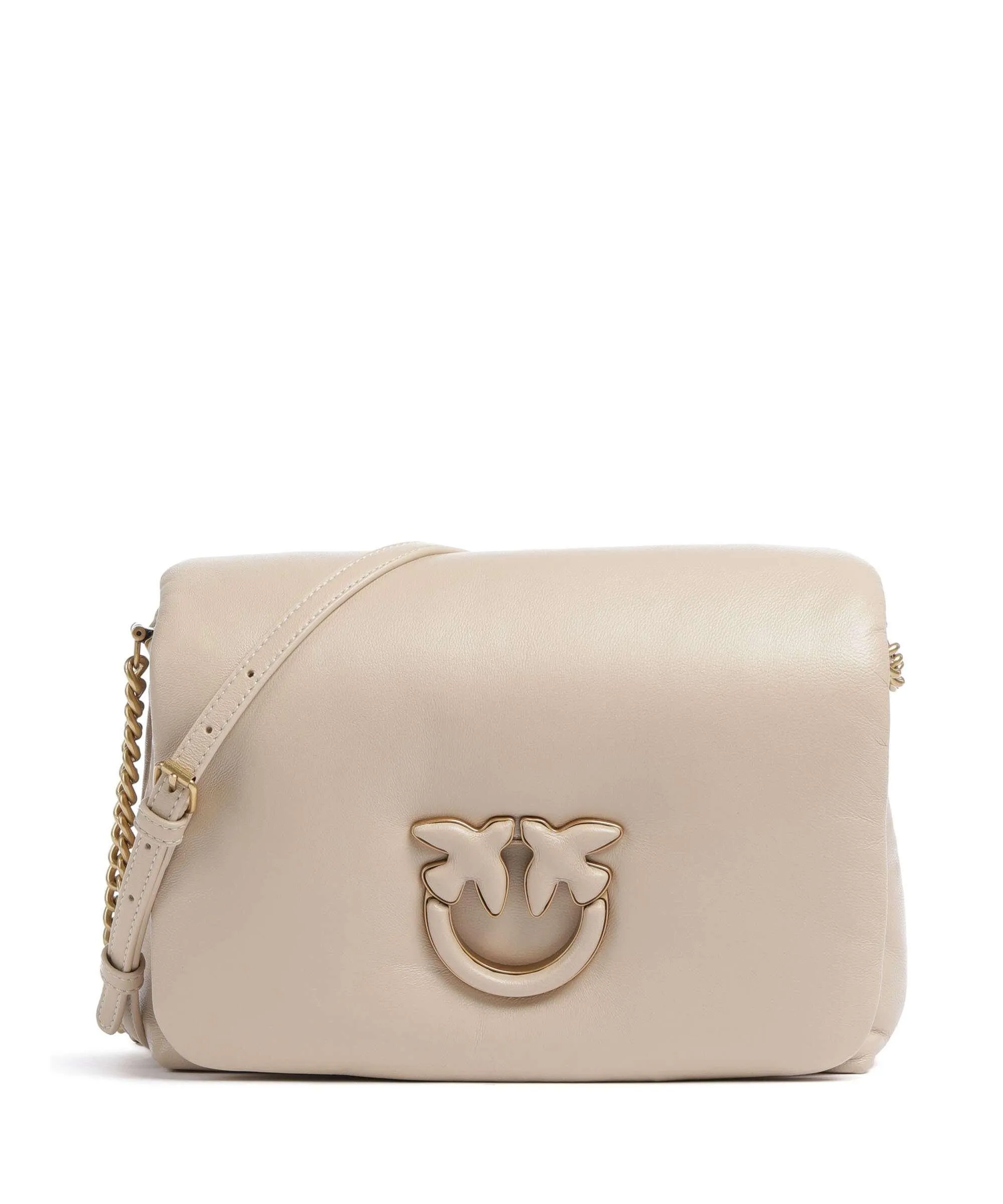  Pinko Love Click Puff Classic Borsa a tracolla pelle di pecora beige  