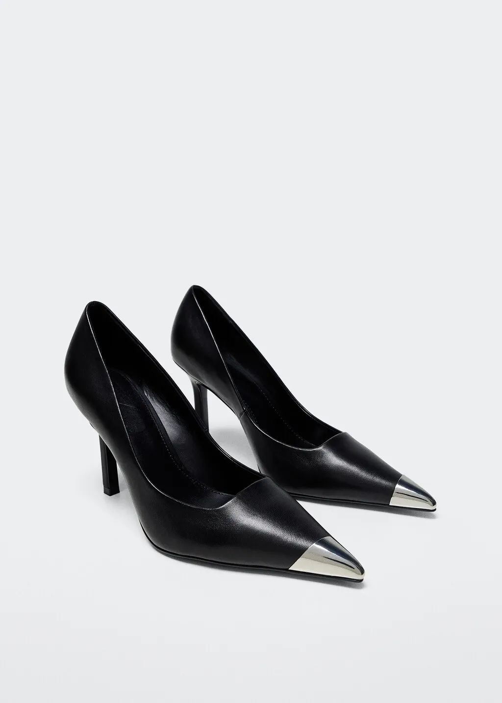 Scarpe pelle punta metallizzata