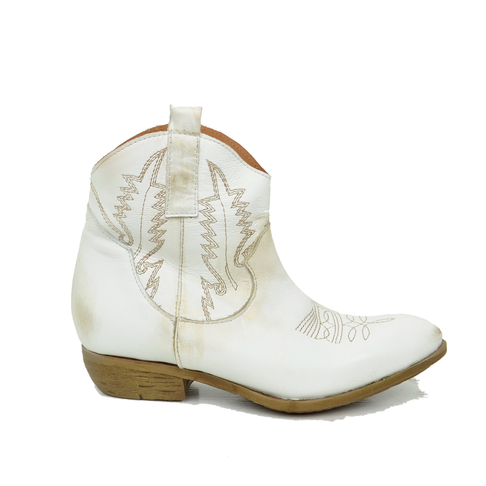 Stivaletti Texani Donna color Bianco in Pelle Made in Italy
