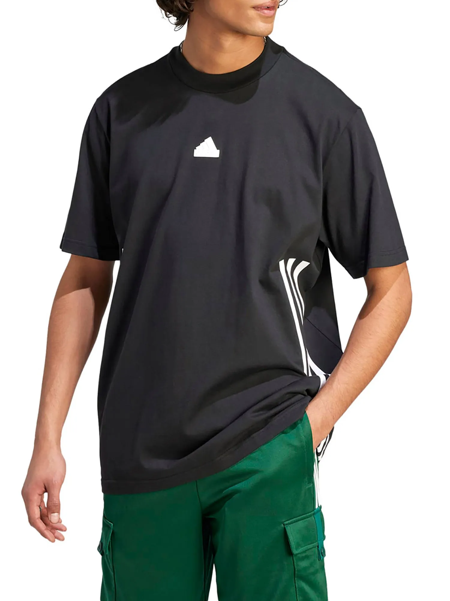 T-shirt manica corte con bande laterali nero